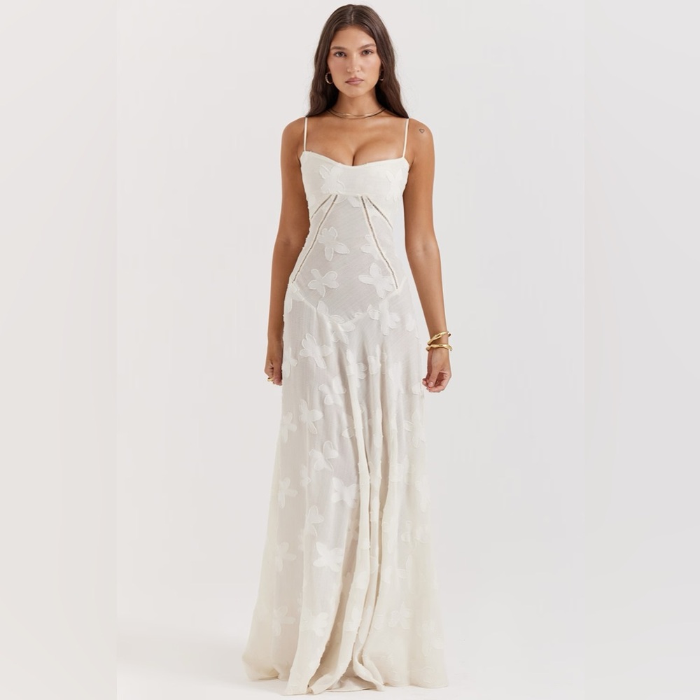 Drop waist white Mia Sunday maxi dress fashion nova